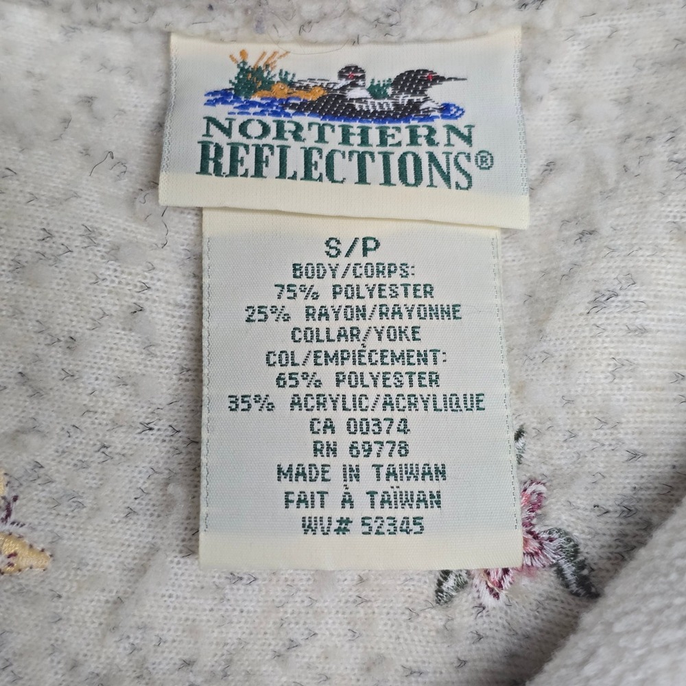 Northern Reflections Fleece Jacket Womens Small Cream‎ Floral Sherpa Cottagecore - Picture 6 of 11
